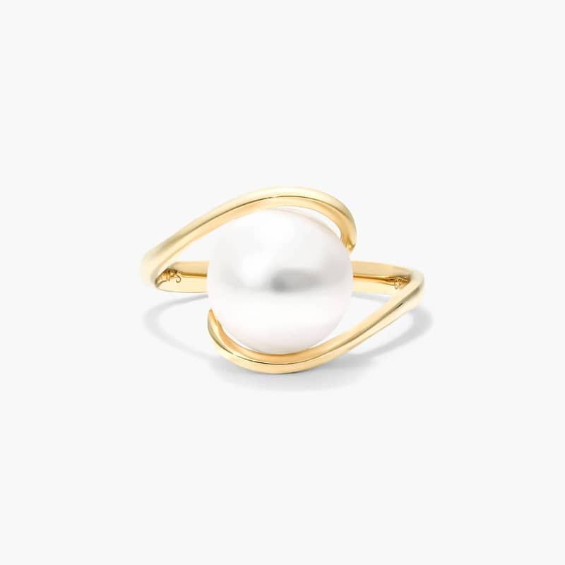 Freshwater Cultured Pearl Swirl Ring In 14K Yellow Gold (9.0-10.0mm)